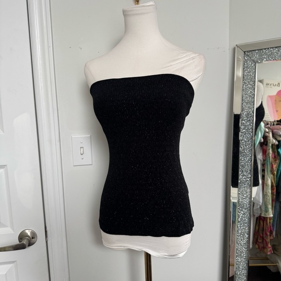 Le chateau y2k going out Elegant Black Strapless Top sparkley S whimsigoth glam - Picture 2 of 5
